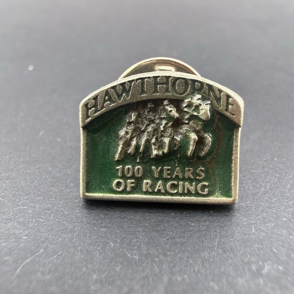 Vintage Hawthorne 100 Years of Racing Horse Racing Enamel Lapel Pin